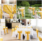 YMHPRIDE 60 PCS Gold Satin Chair Sashes, 7x108 Inch Ties Chair Bows - Image 7