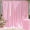 50ft x 10ft Wrinkle Free Pink Backdrop Curtain for Parties, 10 Panels 5×10ft Silky Polyester Light Pink Photo Backdrop Drapes Back Drop Cloth for Girl Party Birthday Gender Reveal Wedding Photography by ENJOYYOURPARTY