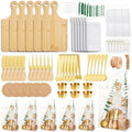 74 Pcs Baby Shower Prizes for Game Players 6 Set Cheese Board Fork Knives Coaster Towel Thank You Card and Gift Bags for Baby Shower Wedding Bridal Shower Favors (6, Gold) by Unknown