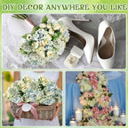 Tigeen 12 Bundles Peonies Artificial Flowers Faux Roses, Green - Image 5