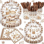 168PCS Coffee Baby Shower Party Supllies A Baby Is Brewing Party Decorations Cafe Themed Gender Reveal Tableware Plates Cups Napkins Cups Dinnerware for 24 Guests by Unknown
