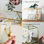 Glass Wedding Card Box with Slot, 10.2'' Large Clear Card Box Gold Brass Gift Card Storage Box with Lock Perfect for Wedding Receptions, Baby Shower, Birthday Party, Bridal Shower - Image 5