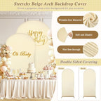 7.2FT, 6FT Beige Spandex Arch Backdrop Stand Covers Set of 2 - Image 2