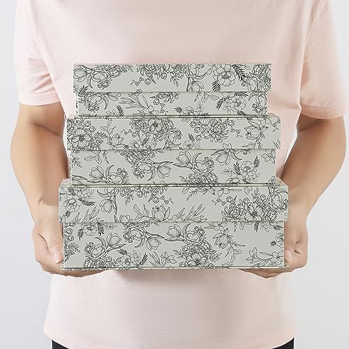 Soul & Lane - Decorative Storage Boxes with Lids, Set of 3, Elegant Floral - Image 3