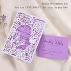 50pcs Wedding Invitations Laser Cut Butterfly Blank Purple Invitation Cards - Image 3
