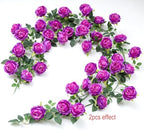 2Pcs 12Ft Bendable Flower Garland Faux Rose Vine for Home Decor,Purple - Image 4
