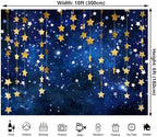 10x6ft Twinkle Twinkle Little Star Backdrops Navy Blue Galaxy Starry Night Gold Stars Photography Background for Adults Newborn Kids Birthday Baby Shower Party Decorations - Image 2