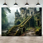 10x7ft Mysterious Castle in The Forest Backdrop Enchanted Forest Vintage Medieval Castle Photography Background Fairy Tale Wonderland Party Banner Decorations Kids Portrait Photo Booth Prop by ASDCXZ