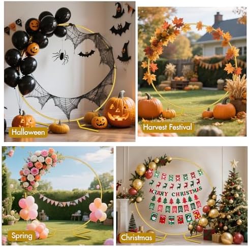 Nisoger 7.2FT Round Backdrop Stand, Circle Gold Balloon Wedding Arch Frame - Image 3