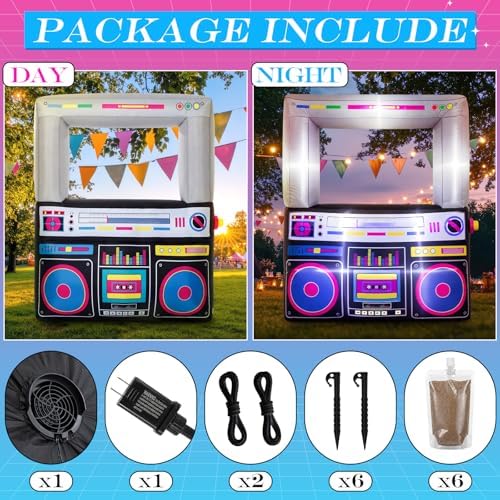 Soulchen 6x5 Ft Inflatable Radio Boombox LED Lights Blower 90s Party - Image 3
