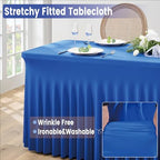 Spandex Tablecloth 6FT Rectangle Table Cover 6 Pcs Royal Blue Wrinkle-Free - Image 3
