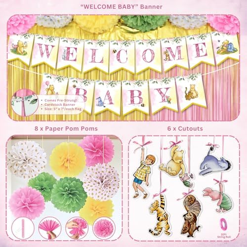 Premium Winnie Baby Shower Decorations Girl Pink – Classic Pooh Kit - Image 6