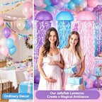 10" Jellyfish Lanterns – Pink Blue Decorations for Ocean Princess Birthday Party, Under the Sea Theme, Shower, Ocean & Beach Room Hanging Decor (Set of 6) for Home and offic - Image 3