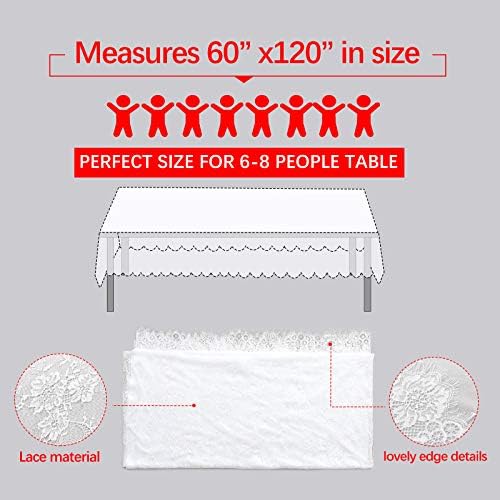 LuoluoHouse White Lace Tablecloth 6pcs Table Fabric 60x120 Inch for Rustic - Image 5