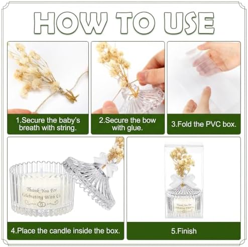 MTLEE 16 Sets Wedding Candle Favors with Lids Dried Flowers,Ivory White - Image 4