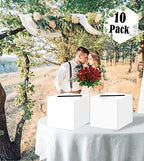 SietDESEO 10 Pcs White Card Box with Slot Money Gift Card Box Holder for Party Wedding Reception Birthday Graduation Bridal Shower Baby Shower Diaper Raffle Box - Image 3