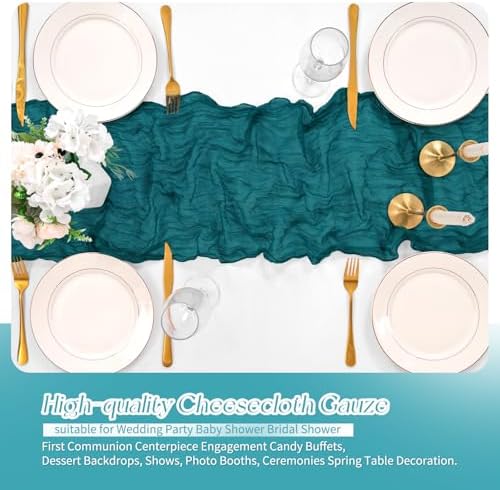 20 Pack Teal Table Runner 17 x 108inch Cheesecloth Table Runner Rustic Boho Gauze Sheer Fabric Cheese Cloth Table Runners for Wedding Party Bridal Baby Shower Birthday Spring Table Decor - Image 5