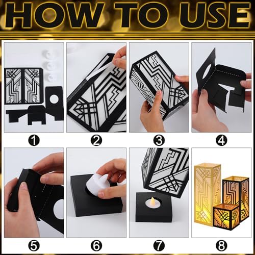 Rossesay 12 Pcs Roaring 20s Lantern Table Centerpiece for 1920s Party Decor - Image 4