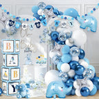 149 pcs Baby Shower Decorations for Boy, 4 Pcs Balloon Boxes,Elephant Foil Balloons, Blue Elephant Theme Baby Shower Decorations Gender Reveal Party Supplies - Image 2