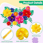 Geyee 80 Pcs Mexican Giant Paper Flowers Leaves Set, 48 Pcs Large Mexico Tissue Paper Flowers and 32 Green Leaves for Mexican Party Wedding Archway Fiesta Birthday Decoration 20" 10'' - Image 4