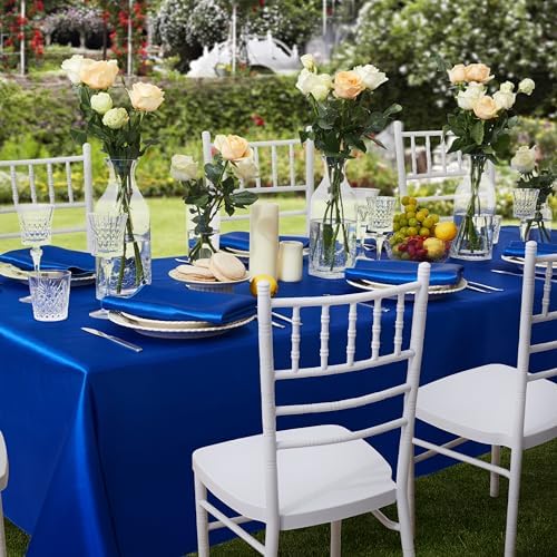 6 Pack Satin Table Cover Rectangle, Royal Blue, 60 x 120 Inches - Image 3