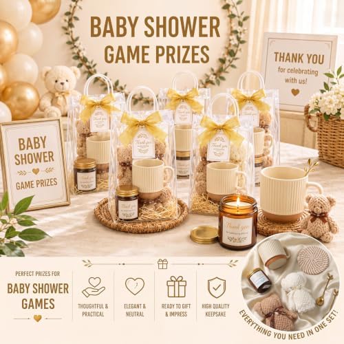 6 Sets Baby Shower Game Prizes - Mugs Spoons Towels Candle Gift Cards Placemats Tote Bags Party Favors for Bridal Baby Shower Guests Games Winners Thank You Gifts - Image 4