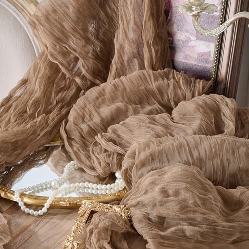 12 Pack Coffee Brown Cheesecloth Table Runners, 120 Inch 10Ft Gauze Table Runner for Wedding Birthday Party Baby Shower Home Decorations - Image 7