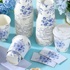 Vesici 60pcs 14oz Blue and White Disposable Coffee Cups with Lids and Sleeves Chinoiserie Toilet Floral Coffee Cup Botanical Herb Paper Cup for Summer Birthday Wedding Bridal Shower Tea Party Supplies - Image 6