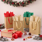 Yeaqee 50 Pack Metallic Paper Gift Bag Bulk with Handle, Green,Red,Gold - Image 5