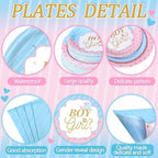 Pickmesh 400 Pcs Gender Reveal Party Supplies Paper Plates Napkins Serve 50 - Image 2