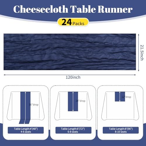 24 Pack Navy Blue 10Ft Cheesecloth Table Runner - Image 2
