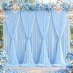 Baby Blue Tulle Backdrop Curtain for Parties Wedding,30ft x 10ft Wrinkle Free Curtain Backdrop,2 Layer Drapes for Backdrop,Polyester Back Drop for Bridal Shower Birthday Baby Shower Photography by Shillance