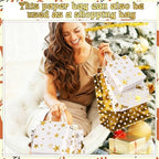 Humyoun 24 Pack Christmas Paper Gift Bags Bulk Assorted Sizes, White,Gold - Image 6