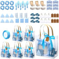 Knitgrip 55pcs Baby Shower Prizes for Winners Gifts Including Headband Hairbrush Jewelry Box Compact Mirror Powder Puff Hair Tie Claw Gift Bag for Game Baby Wedding Bridal Shower(Blue) by Knitgrip