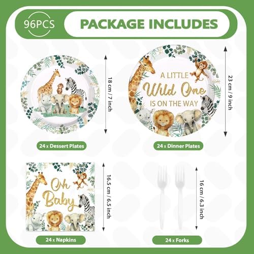 96 Pcs Jungle Safari Baby Shower Decorations for Welcome Baby Serves 24 - Image 5