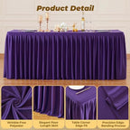 Purple Polyester Table Cloths for Rectangle 8 Foot Tables, 1 Pack Wrinkle Free Tablecloths Stretchy Banquet Ruffle Fitted Table Cover Desk Skirt for Parties Wedding Birthday Baby Shower - Image 4