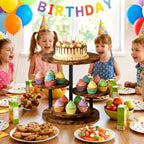 Cupcake Stand 4 Tier for 50 Cupcakes Wooden Cake Stand 360°Rotatable Dessert Stands Round Cookie Tiered Tray Stand for Party Birthday Wedding Baby shower Afternoon Tea Dessert Table, Brown - Image 2