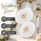 Koyal Wholesale 4Pcs White Parasol Umbrella 32” White Paper Umbrella for Wedding Paper Parasol Umbrella for Sun Bridal Party Chinese Japanese Parasol DIY Craft Arts - Image 4