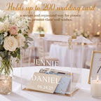 Novabright 10" Wedding Acrylic Card Box, Clear,Gold, Elegant Style - Image 6