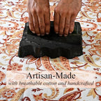 Ridhi Kashmiri Saffron Paisley Hand Block Print Cotton Rectangle Tablecloth 54x54 inch Reusable Table Cover Decorative Everyday Use for Dining Room, Farmhouse, Home Gift for Spring, Summer - Image 3