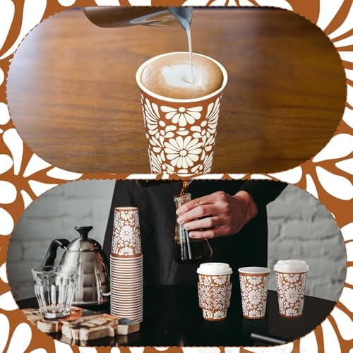 50 Sets 12oz Cielito Lindo Cups Mexican Paper Cup Copas De Barro Disposable Fiesta Coffee Drink Mug with Lid Sleeve for Birthday Baby Shower Wedding Party Supply Cafe Shop Decoration - Image 4