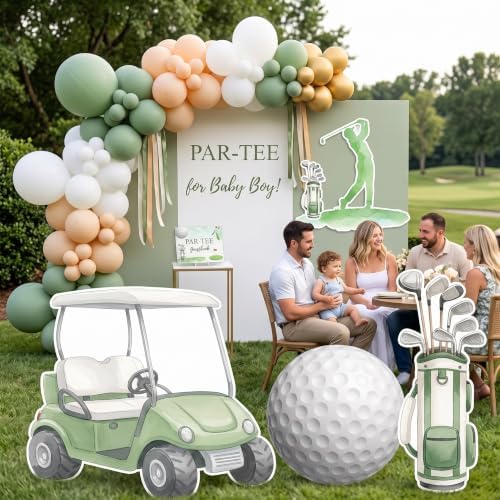 5 Pcs Large 32" Golf Cart Cardboard Cutout Photo Booth Props, Hole in One - Image 5