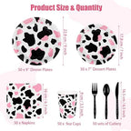Kochorie 350 PCS Pink Cow Print Party Supplies Set for 50 Guests Includes Cowgirl Pink Cow Party Plates Cups Napkins Utensils for Western Birthday, Baby Shower, Bachelorette Disposable Tableware - Image 2