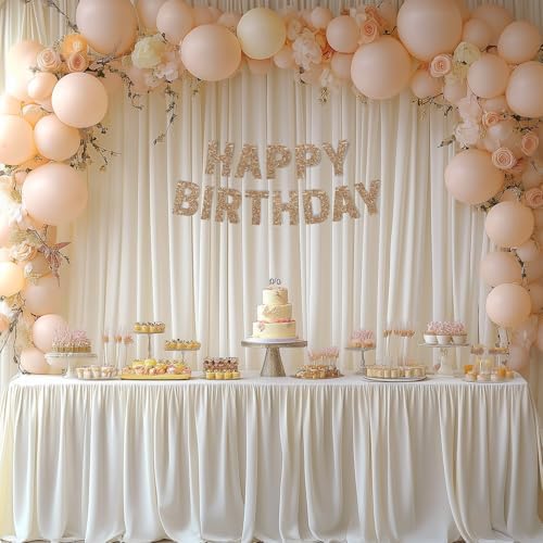 Ivory Backdrop Curtains for Wedding Parties, 30x7FT Wrinkle Free Photo Backdrop Curtains for Wedding Birthday Party Baby Shower, Fabric Drape with Rod Pockets 5ft x 7ft, 6 Panels - Image 7