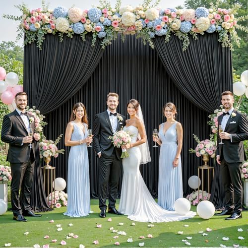 20ft x 12ft Black Backdrop Curtains Wrinkle Free Backdrop Curtain for Wedding Parties Black Fabric Backdrops Drapes Back Drop Cloth Bridal Shower Stage Curtains Wedding Decorations for Reception - Image 3
