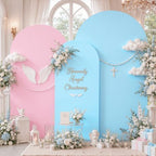 Set of 3 Arch Backdrop Covers Stretchy Spandex Pink Blue for Gender Reveal by Gogoparti