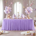Suppromo 2 Pack 8ft Lavender Tulle Tablecloths for Rectangle Tables 8 Foot Rectangular Table Cloth Wrinkle Free Tablecover with Tutu Skirt for Wedding Baby Shower Birthday Party Banquet Buffet Cake by Suppromo