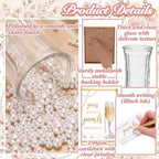 Chumia Guess How Many Pearls Set Bridal Shower Game Set Including 1 Game Sign 1 Glass Jar 12 Pens 100 Cards 640 Pearls Guess How Many Pearl in The Jar for Wedding Baby Shower Decorations for Party - Image 5