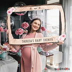 Personalized Baby Shower Photo Booth Frame - Customized Bark Tree Theme Photo Booth Prop - Custom Floral Baby Shower Party Decor (PVC Frame) - Image 3