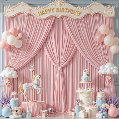 20x10FT Backdrop Curtains with Rod Pockets - Wrinkle Free Photo Stage Backdrop 4 Panels Curtains Drapes for Photography Wedding Party Baby Shower Decorations (Tea Rose) - Image 6